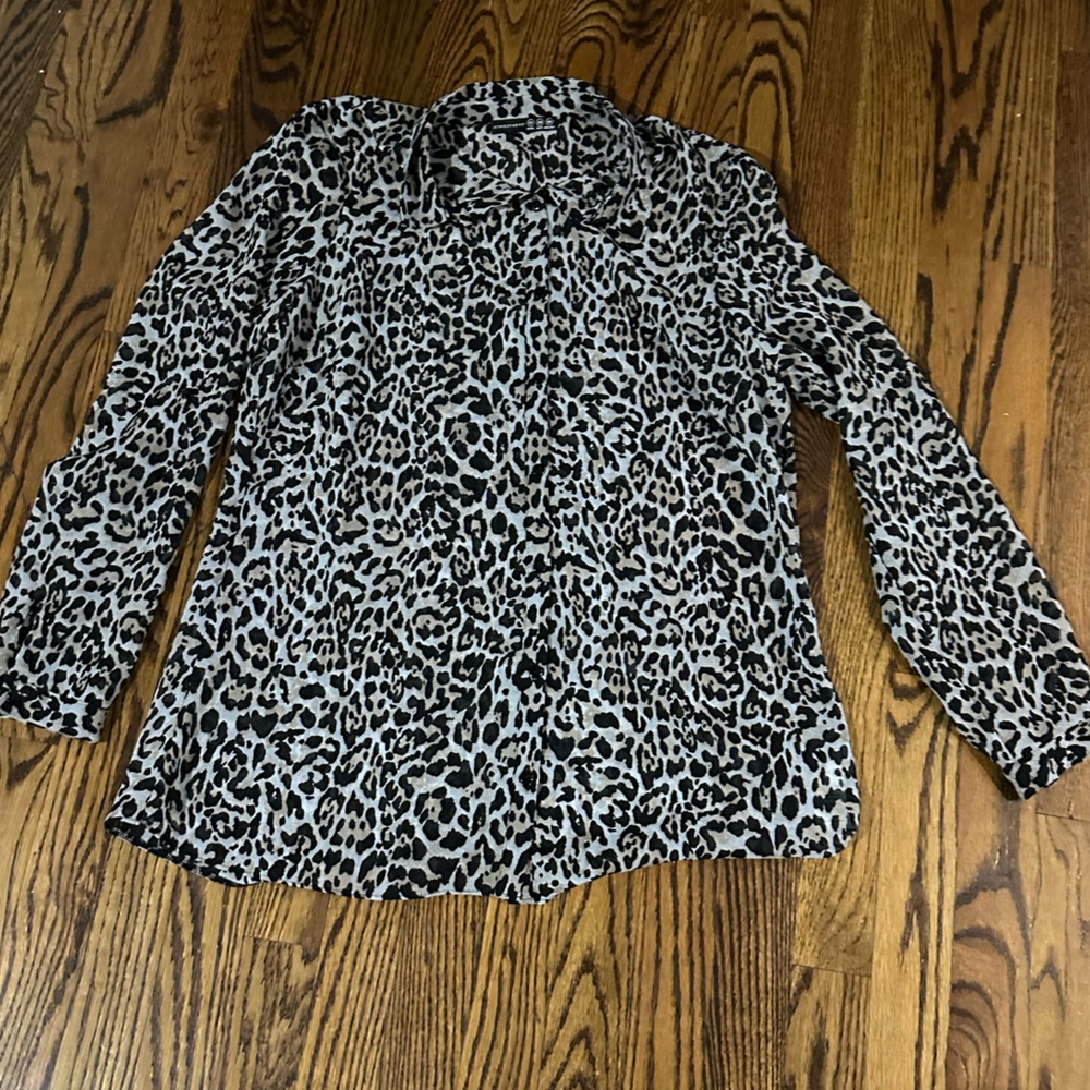 Sheer Leopard Print Long Sleeve Top